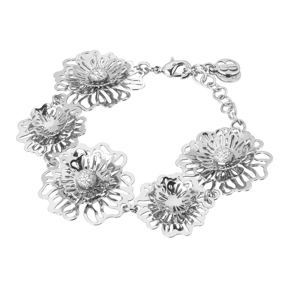 Bracciale semirigido con rose selvatiche tridimensionali e zirconi Default Title