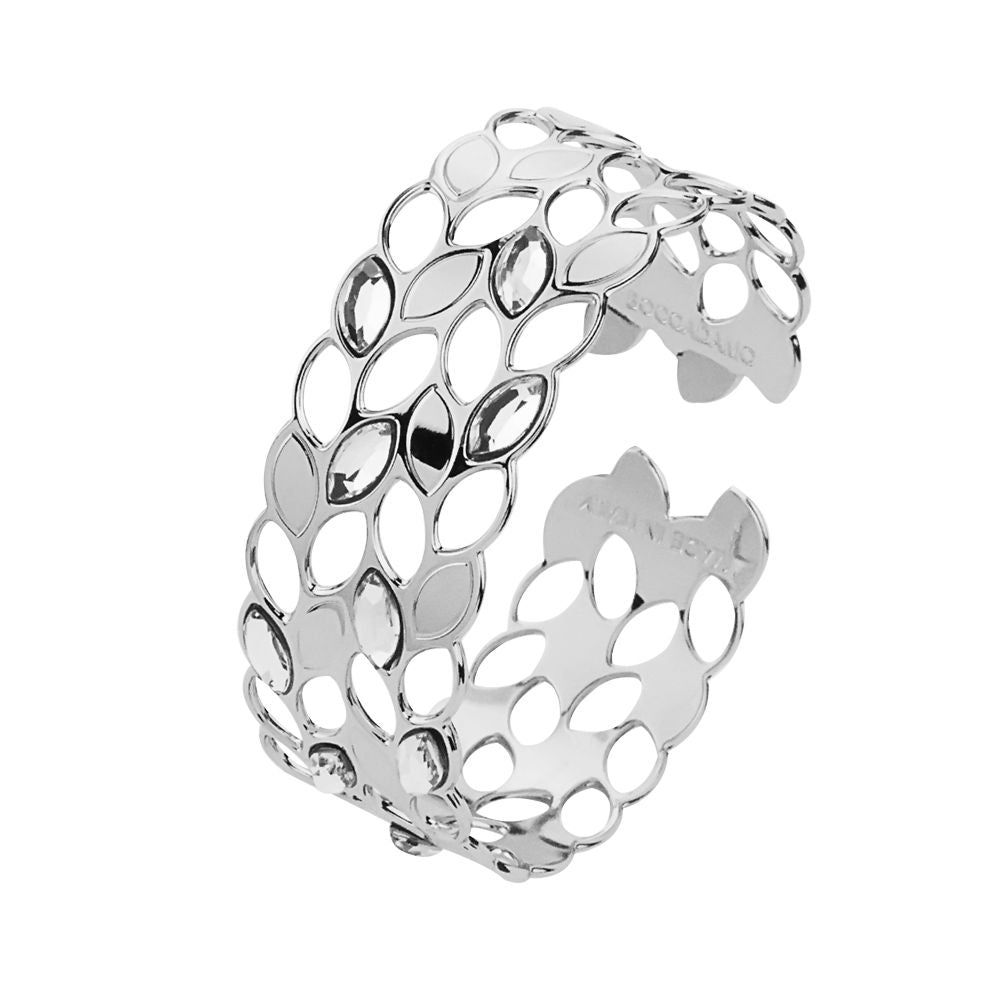 Bracciale a fascia rodiato con decoro a spighe di grano e Swarovski Default Title