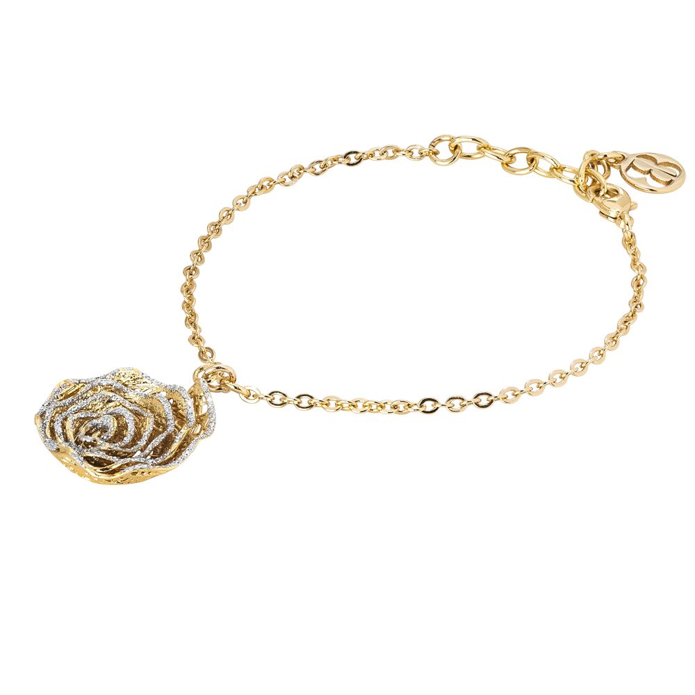 Bracciale dorato con rosa in glitter silver Default Title