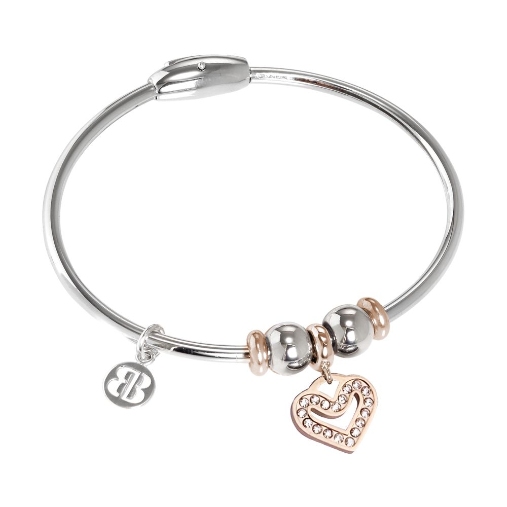 Bracciale con charm rosato forma di cuore e strass Default Title
