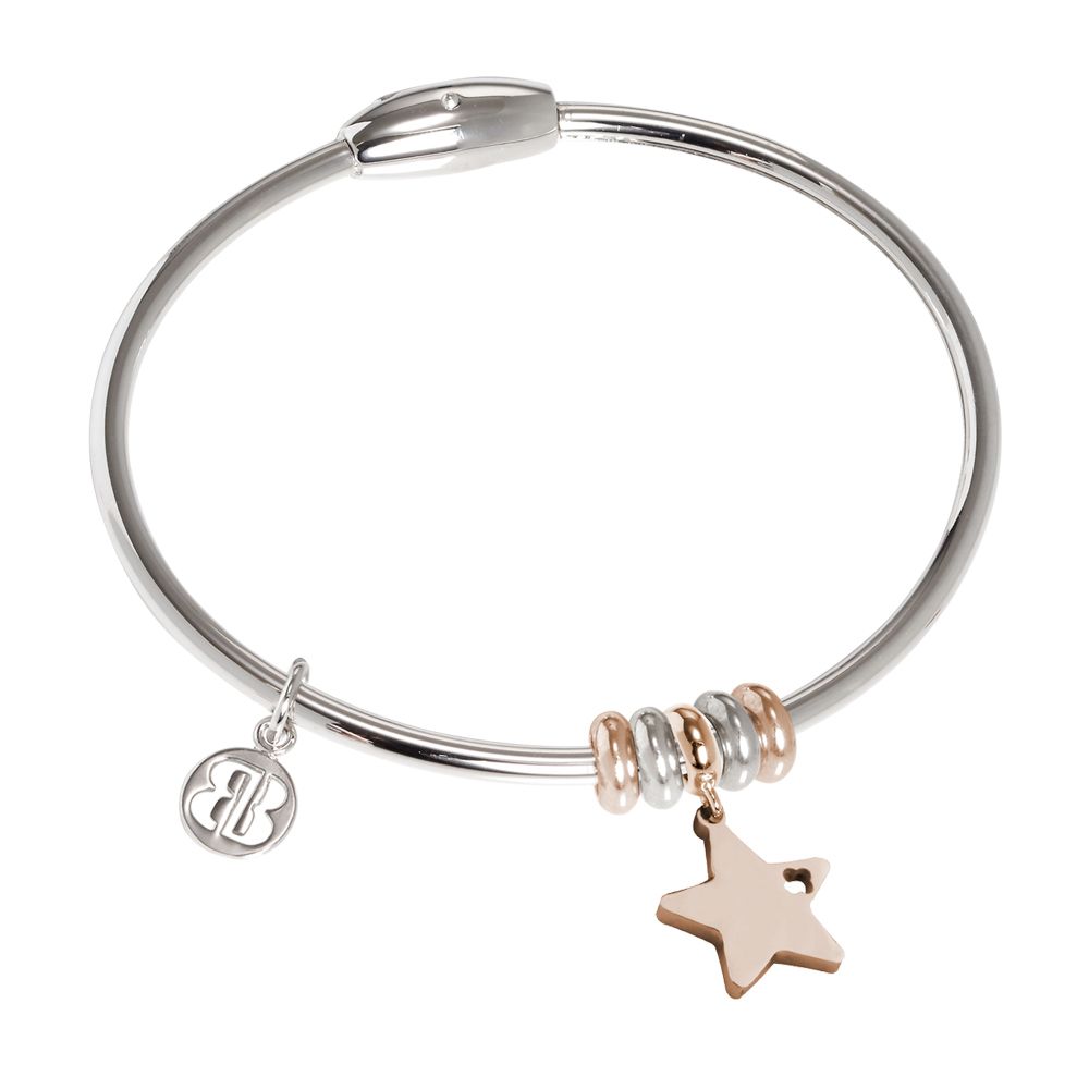 Bracciale con passanti bicolor e charm rosato a forma di stella Default Title