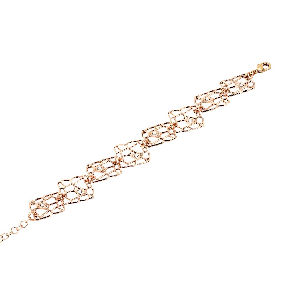 Bracciale modulare rosato con trama a rete e Swarovski Default Title