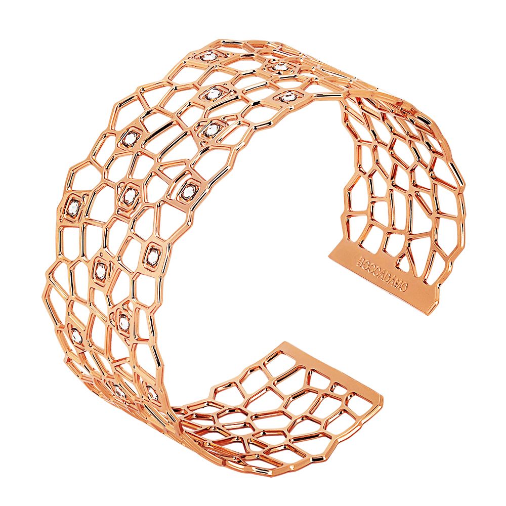 Bracciale a fascia rosato dalla trama a rete e Swarovski Default Title
