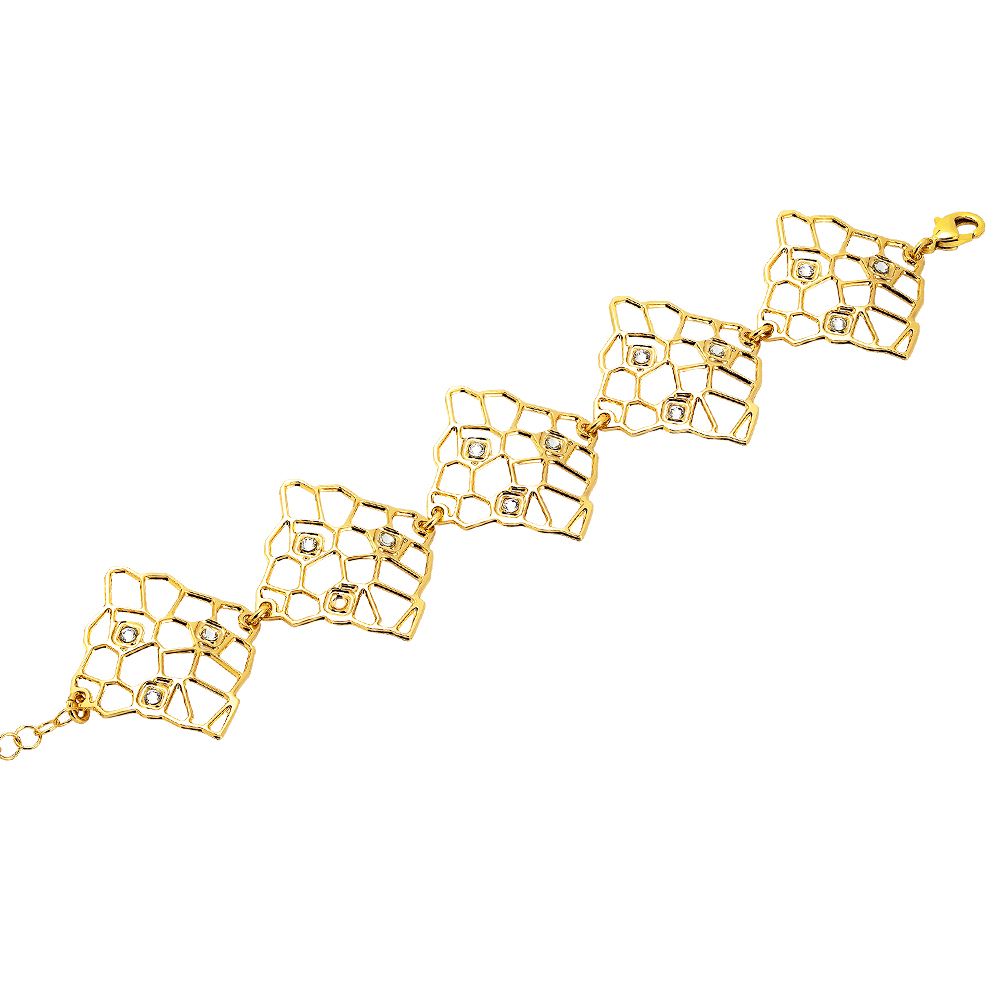 Bracciale dorato con moduli asimmetrici e Swarovski Default Title
