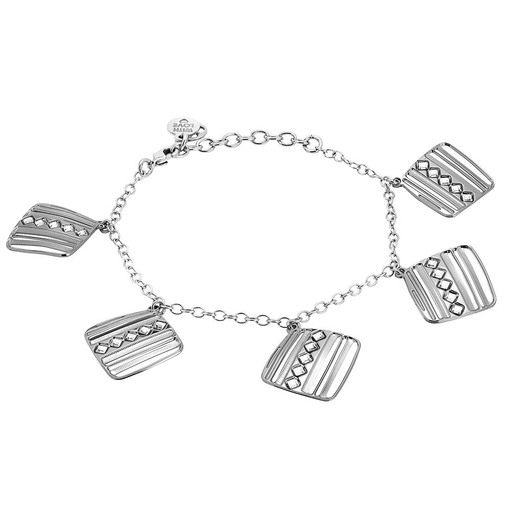 Bracciale rodiato con pendenti decorati da rombi di cristalli Swarovski Default Title