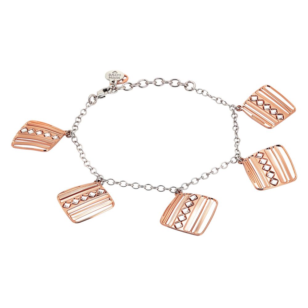 Bracciale rosato con pendenti decorati da rombi di cristalli Swarovski Default Title
