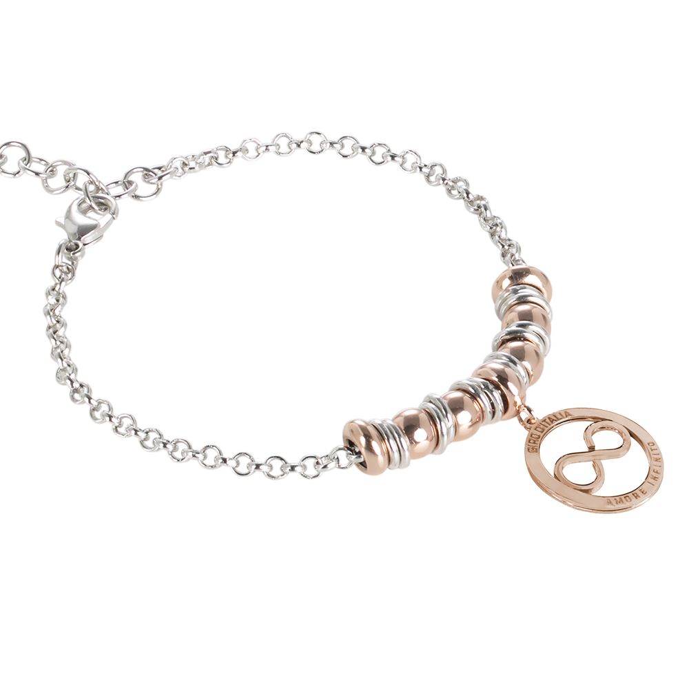 Bracciale rodiato e pendente circolare placcato oro rosa con logo "amore infinito" del Giro d'Italia Default Title
