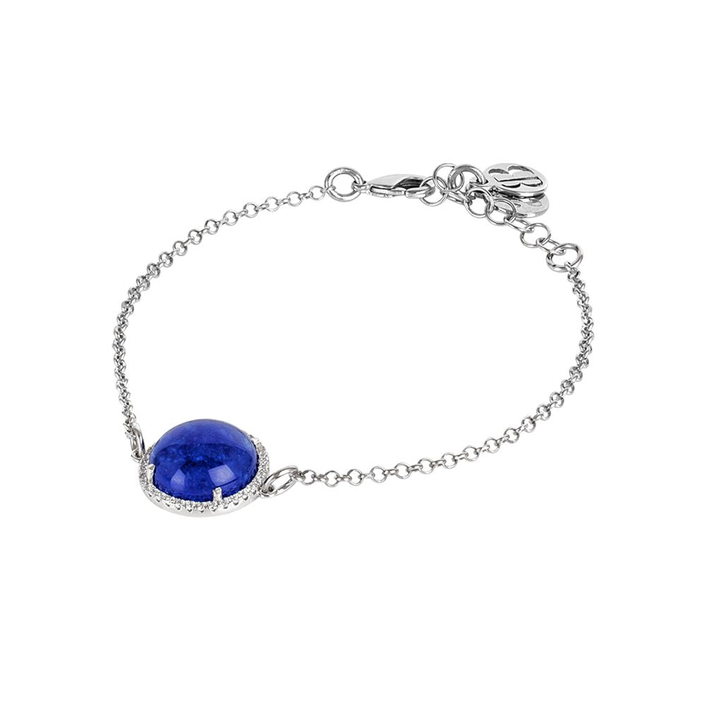Bracciale con cabochon blu rutilato e zirconi Default Title