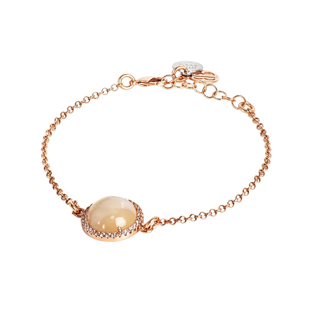 Bracciale con cabochon beige gatteggiante e zirconi Default Title