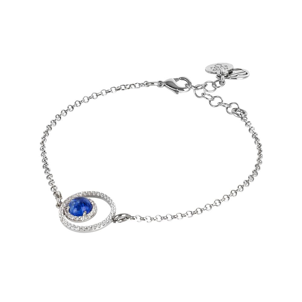 Bracciale con doppia base di zirconi e cabochon blu rutilato Default Title