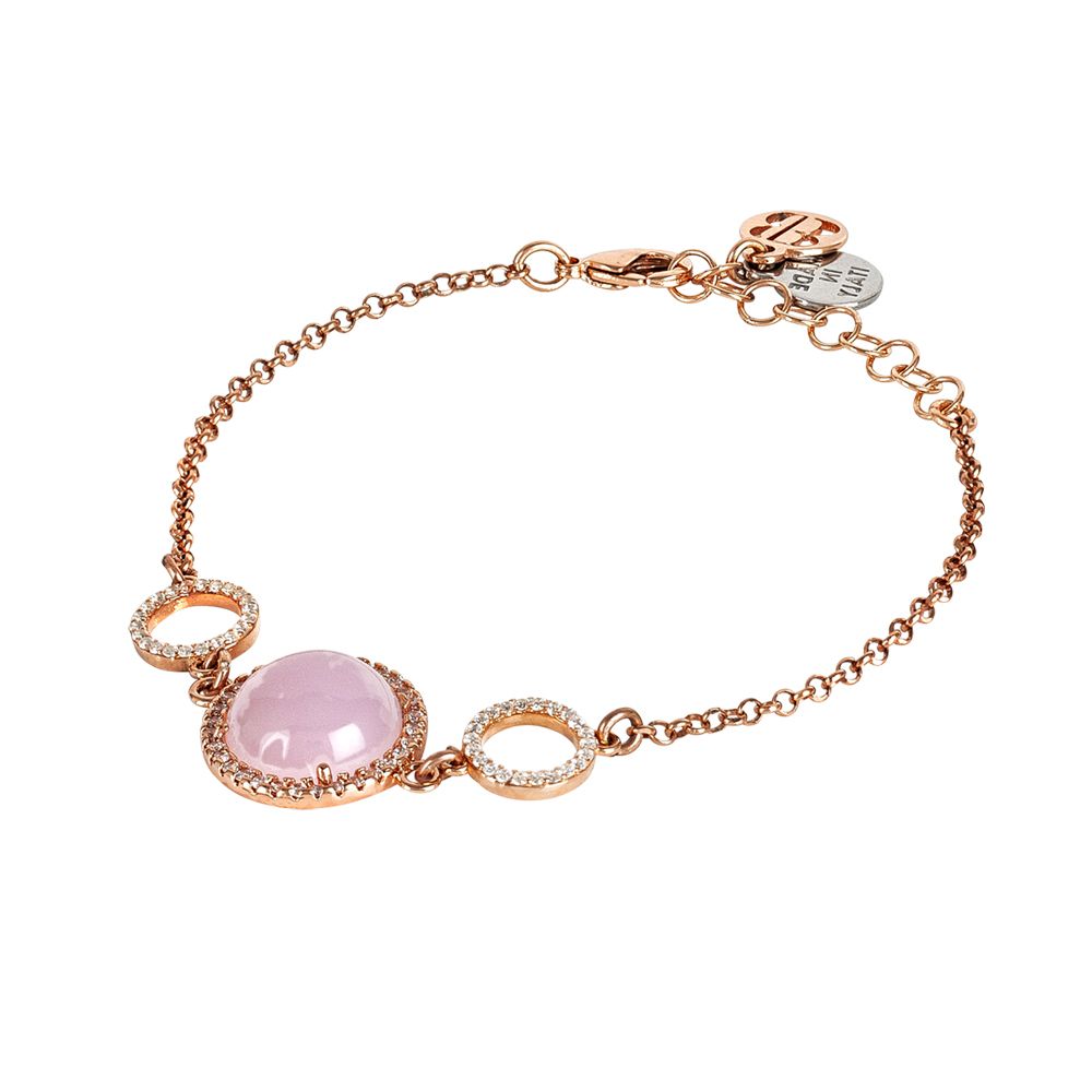 Bracciale con zirconi e cabochon centrale rosa chiaro Default Title