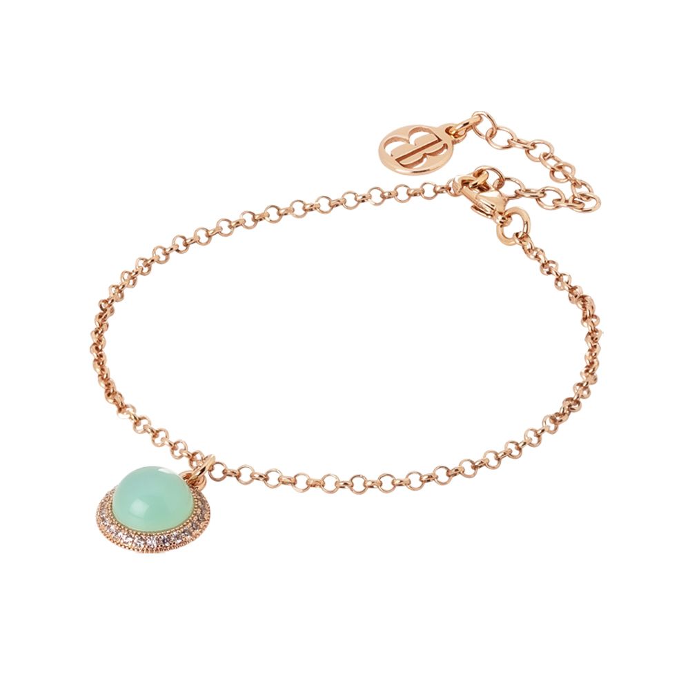 Bracciale con cabochon pendente verde acqua e zirconi Default Title