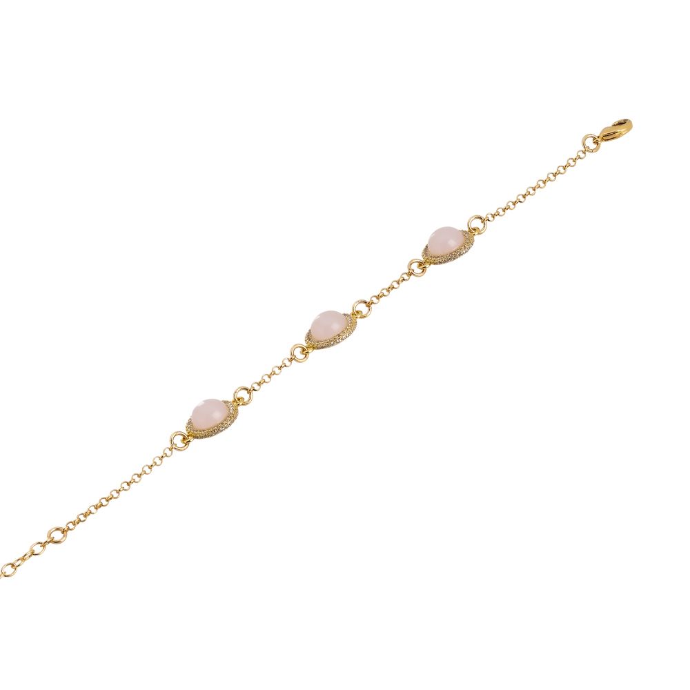 Bracciale con cabochon rosa chiaro e zirconi Default Title