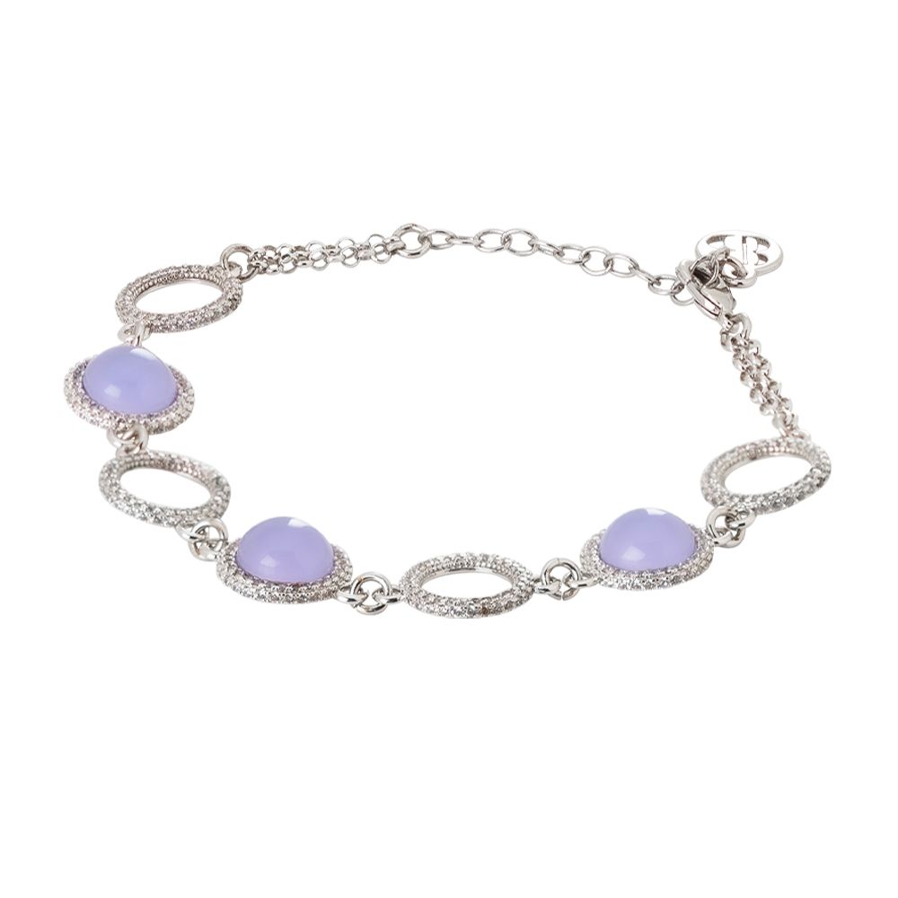 Bracciale con cabochon lavanda e zirconi alternati Default Title