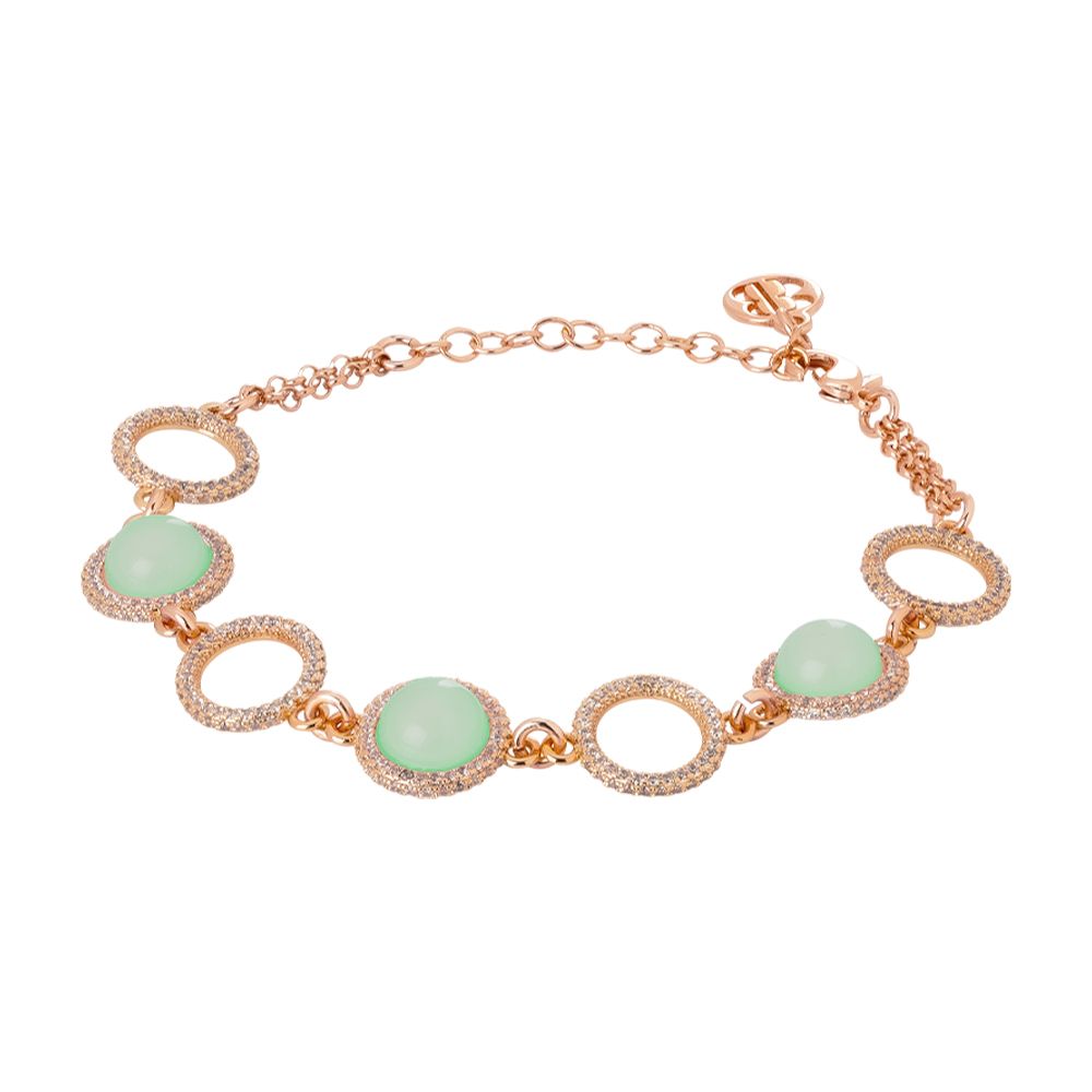 Bracciale con cabochon verde acqua e zirconi alternati Default Title