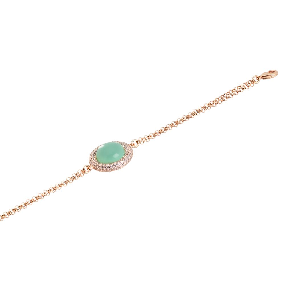 Bracciale con centrale cabochon verde acqua e zirconi Default Title