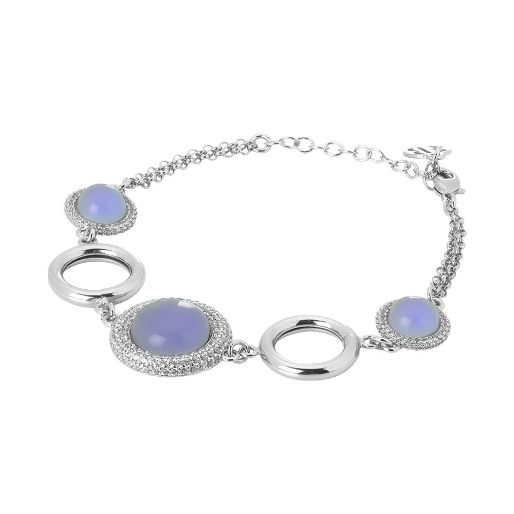 Bracciale con cabochon lavanda alternati a cerchietti rodiati Default Title