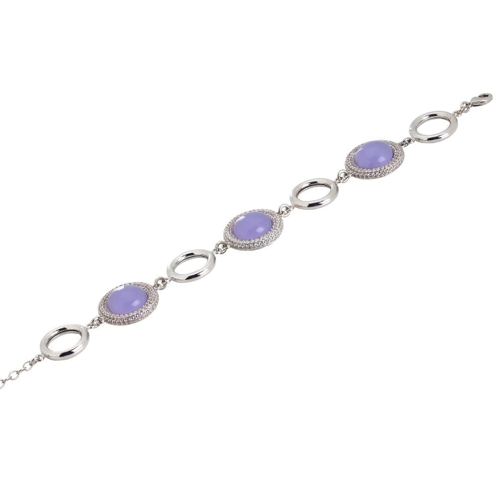 Bracciale modulare con cabochon lavanda e cerchietti rodiati Default Title