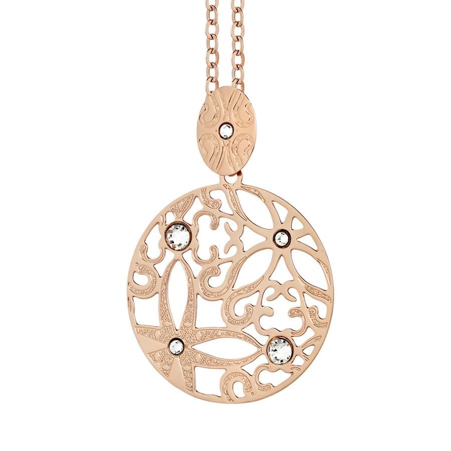 Collana corta rosata con pendente dal motivo indiano e Swarovski Default Title