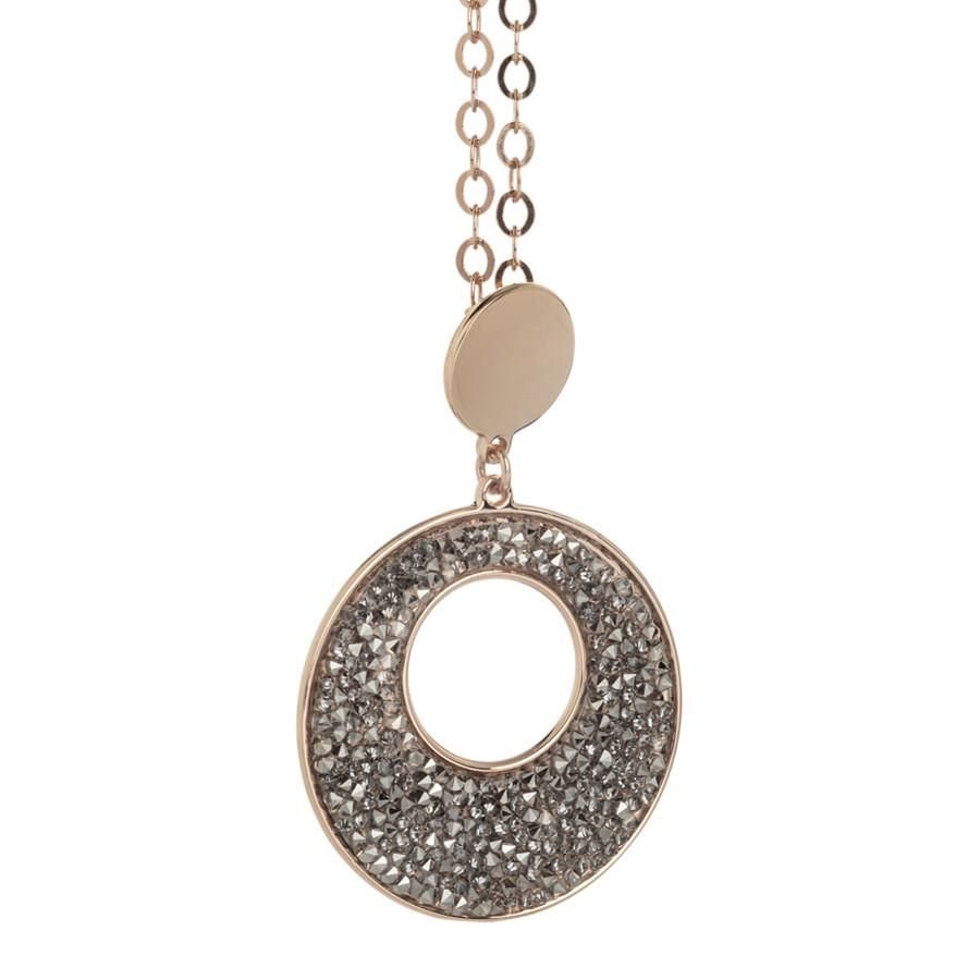 Collana rosata con pendente circolare e Swarovski crystal rock Default Title