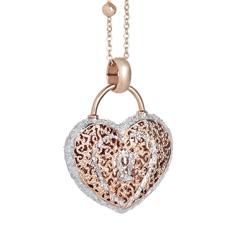 Collana rosata con cuore pendente e glitter Default Title
