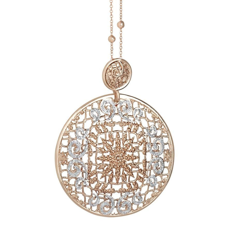 Collana rosata con pendente circolare e glitter Default Title
