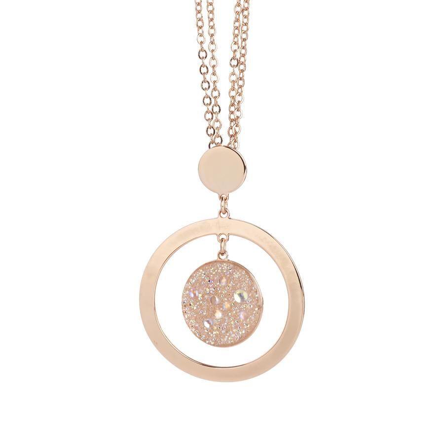 Collana con pendente concentrico e superficie Swarovski galuchat aurora boreale Default Title