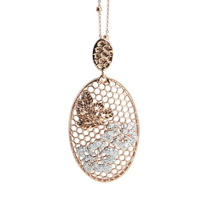 Collana rosata con decoro floreale e glitter silver Default Title