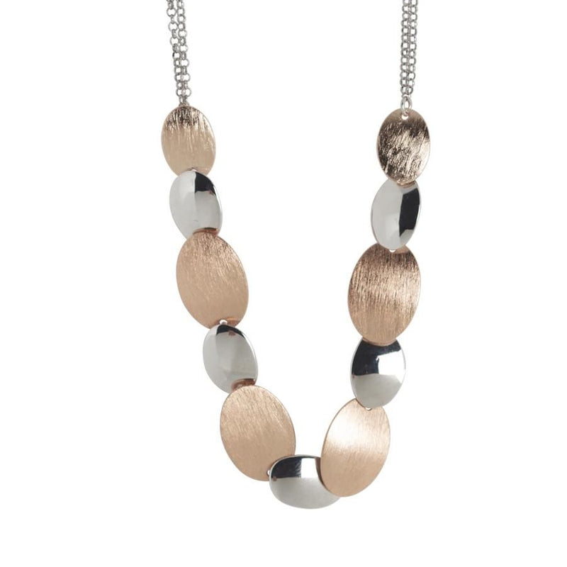 Collana bicolor con pettorale dagli ovali lisci e graffiati Default Title