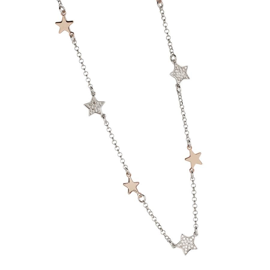 Collana bicolor con stelline passanti lisce e zirconate Default Title