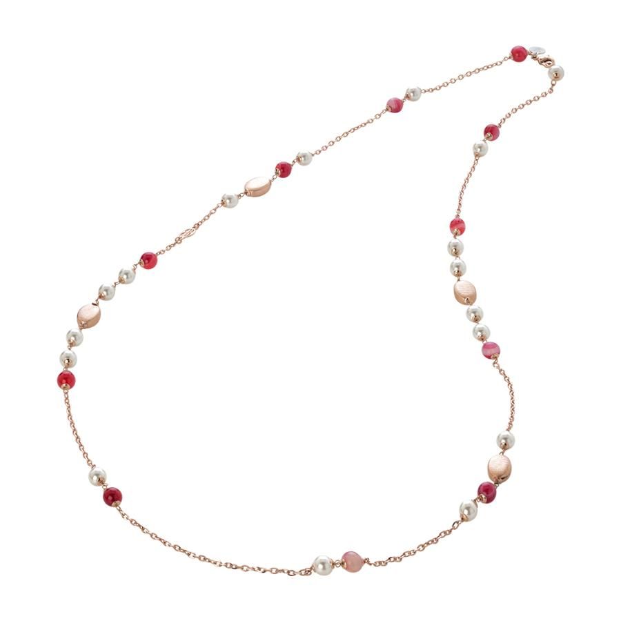 Collana con agata fucsia e perle Swarovski white Default Title