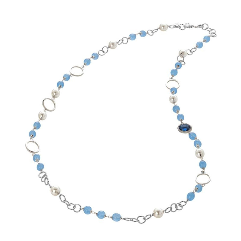 Collana con agata light blue, perle Swarovski e zirconi Default Title