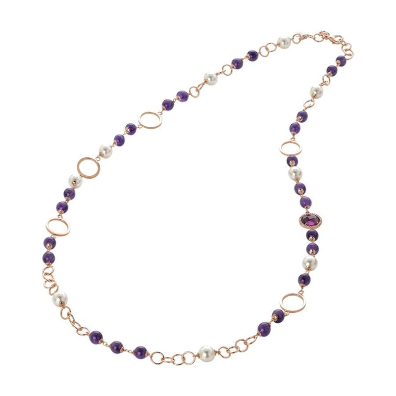 Collana rosata con ametista, perle Swarovski e zirconi Default Title