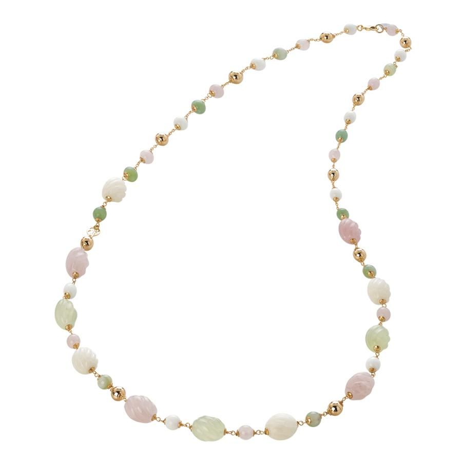 Collana con agata light yellow e white, quarzo rosa e torchon e agata jade torchon Default Title