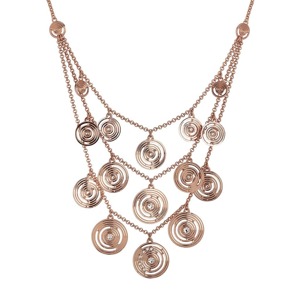 Collana multifilo placcata oro rosa con pendenti concentrici e Swarovski Default Title