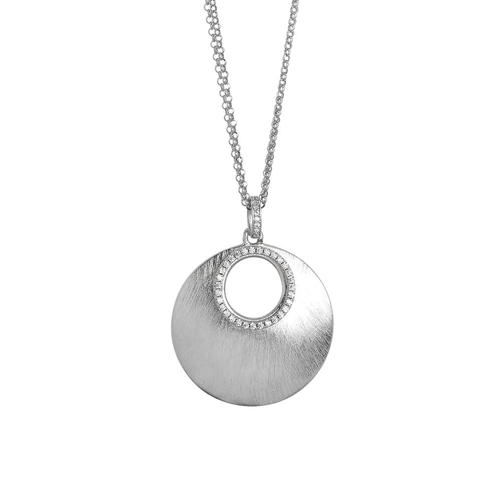 Collana doppio filo con pendente graffiato e zirconi Default Title
