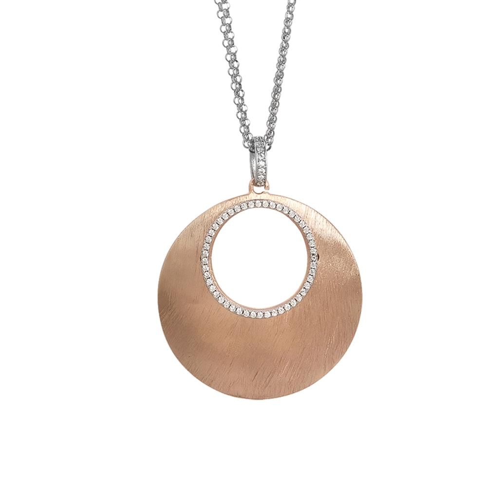 Collana doppio filo placcata oro rosa con pendente forato e zirconi Default Title