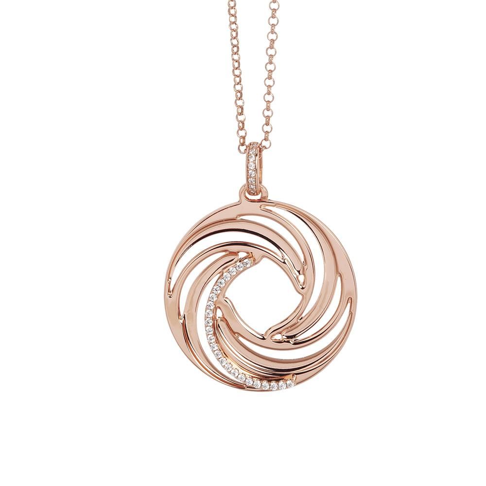 Collana placcata oro rosa con pendente dal decoro a vortice e zirconi Default Title