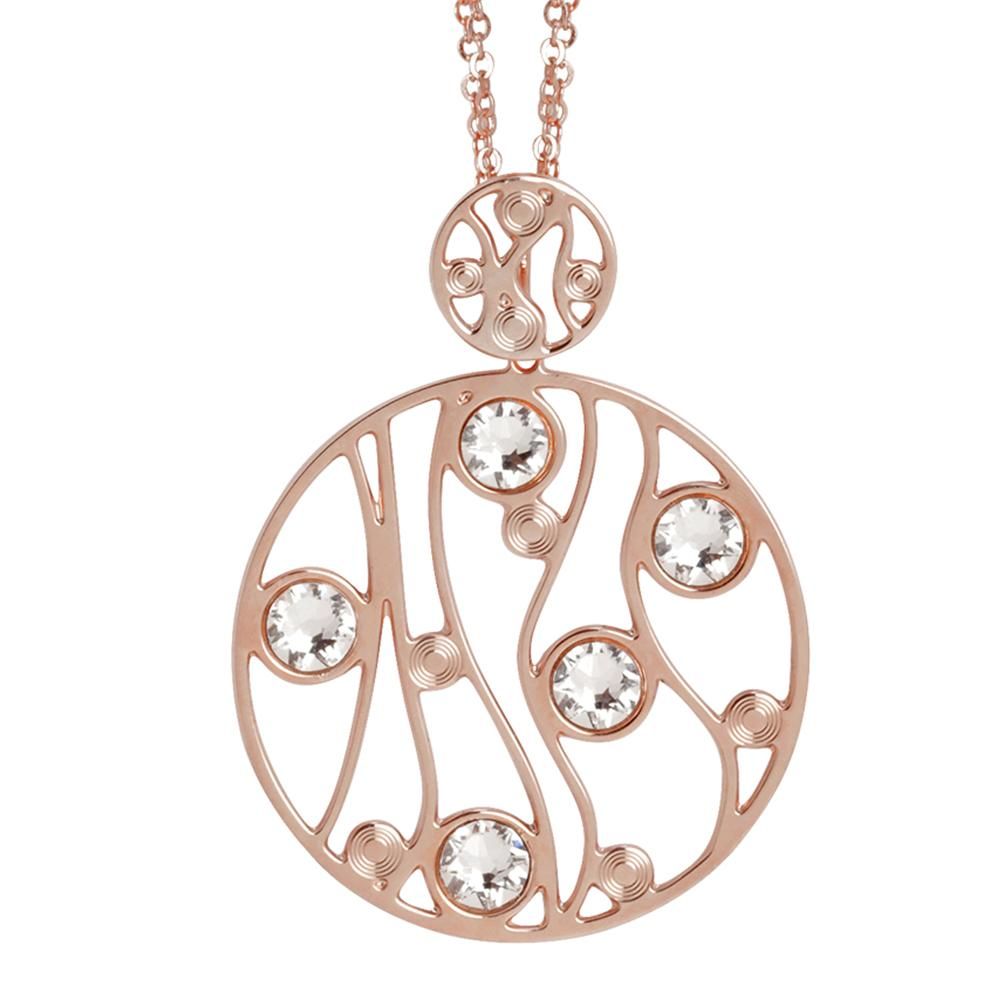 Collana placcata oro rosa con pendente circolare e Swarovski Default Title