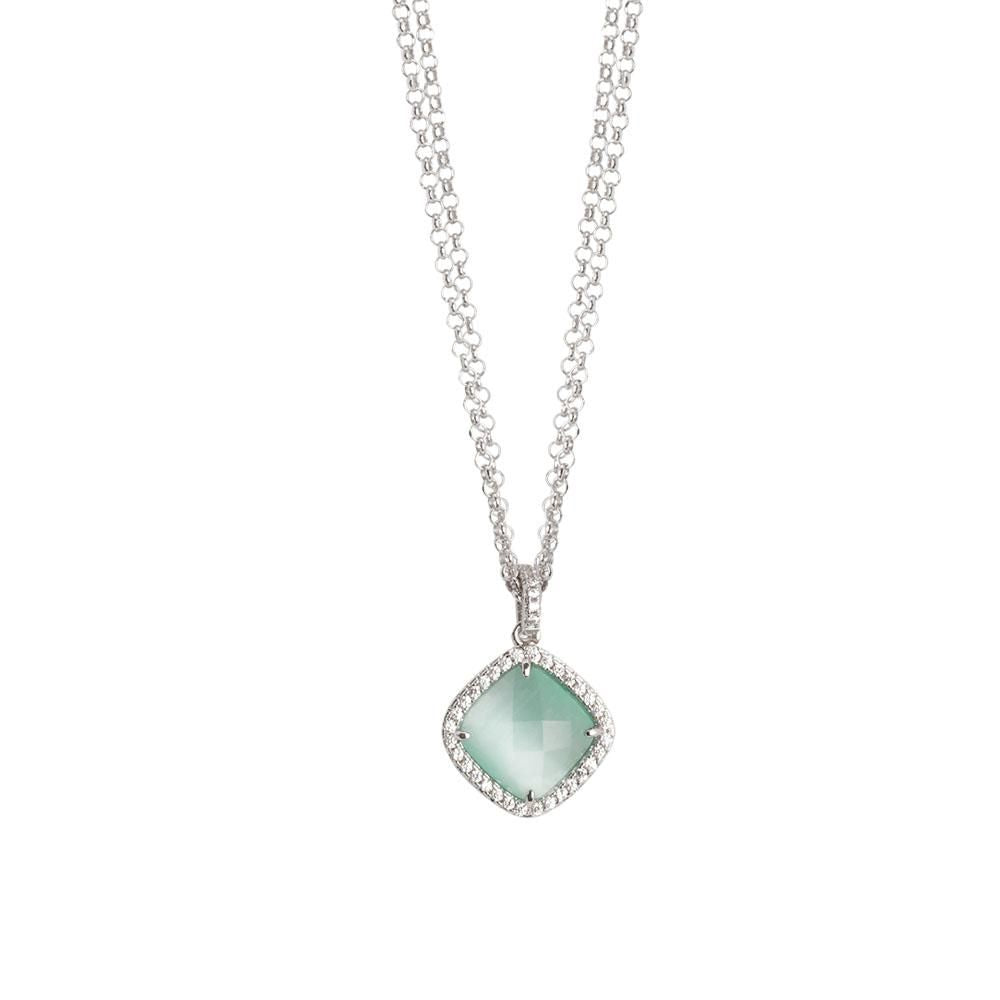 Collana doppio filo con cristallo green mint e zirconi Default Title
