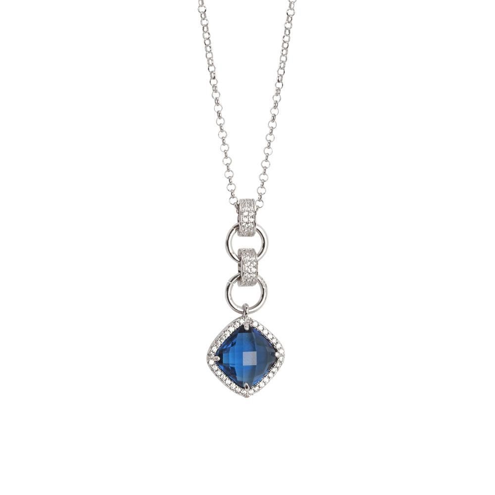 Collana con pendente di cristallo briolette blue montana e zirconi Default Title