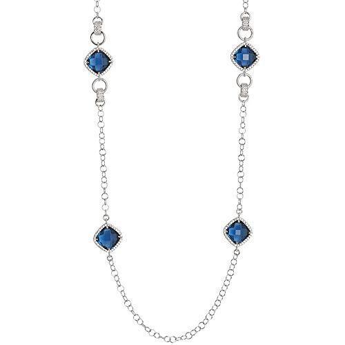 Collana lunga con cristalli briolette blue montana e zirconi Default Title