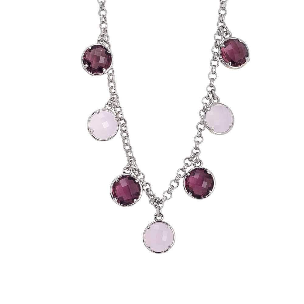 Collana con cristalli pendenti ametista e quarzo rosa milk Default Title