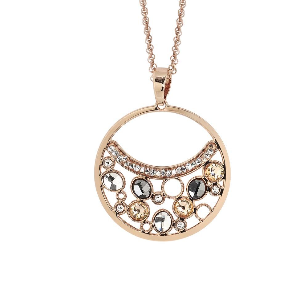 Collana doppio filo con pendente decorato di Swarovski crystal, peach e silver night Default Title