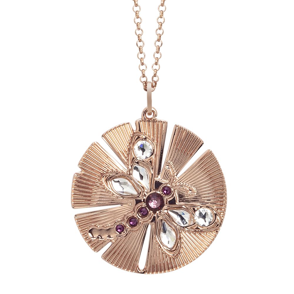 Collana con pendente circolare decorato da una libellula in Swarovski Default Title