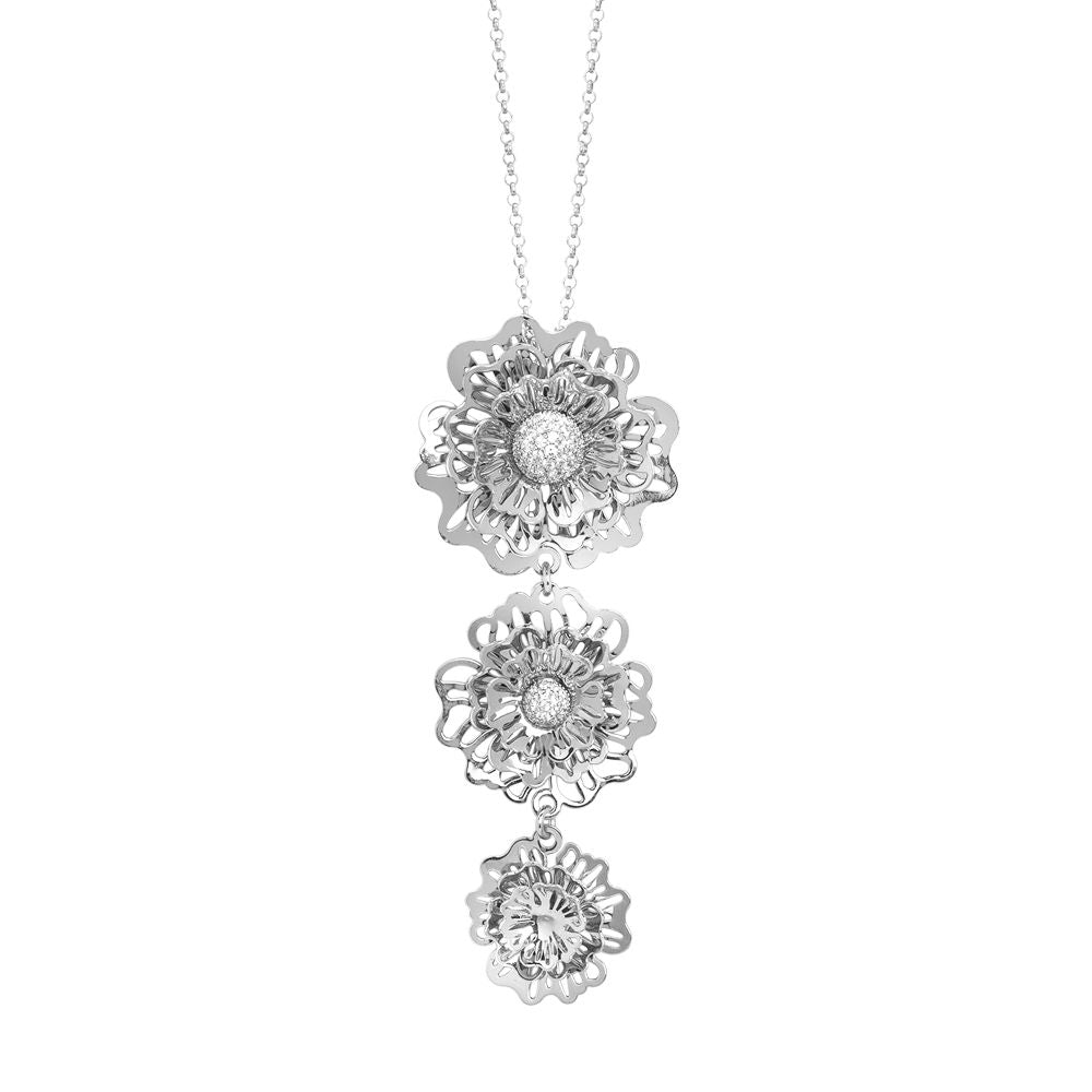 Collana con pendente a cravattino composto da rose selvatiche tridimensionali Default Title
