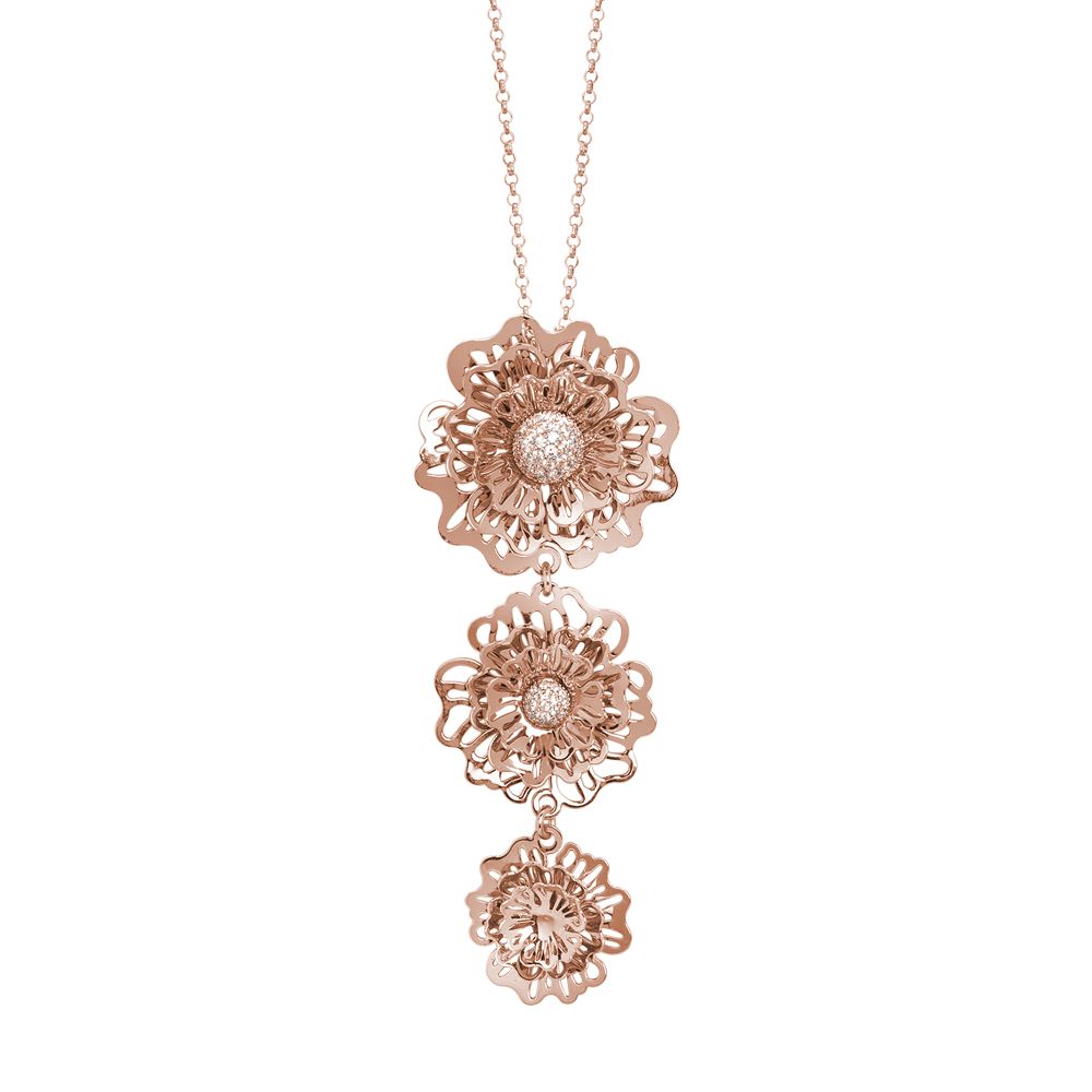 Collana rosata con pendente a cravattino composto da rose selvatiche tridimensionali Default Title
