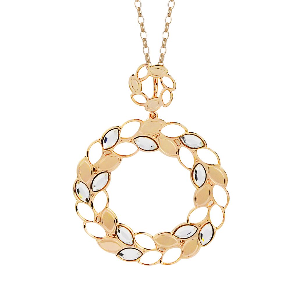 Collana dorata con maxi pendente dal decoro a spiga di grano e Swarovski Default Title