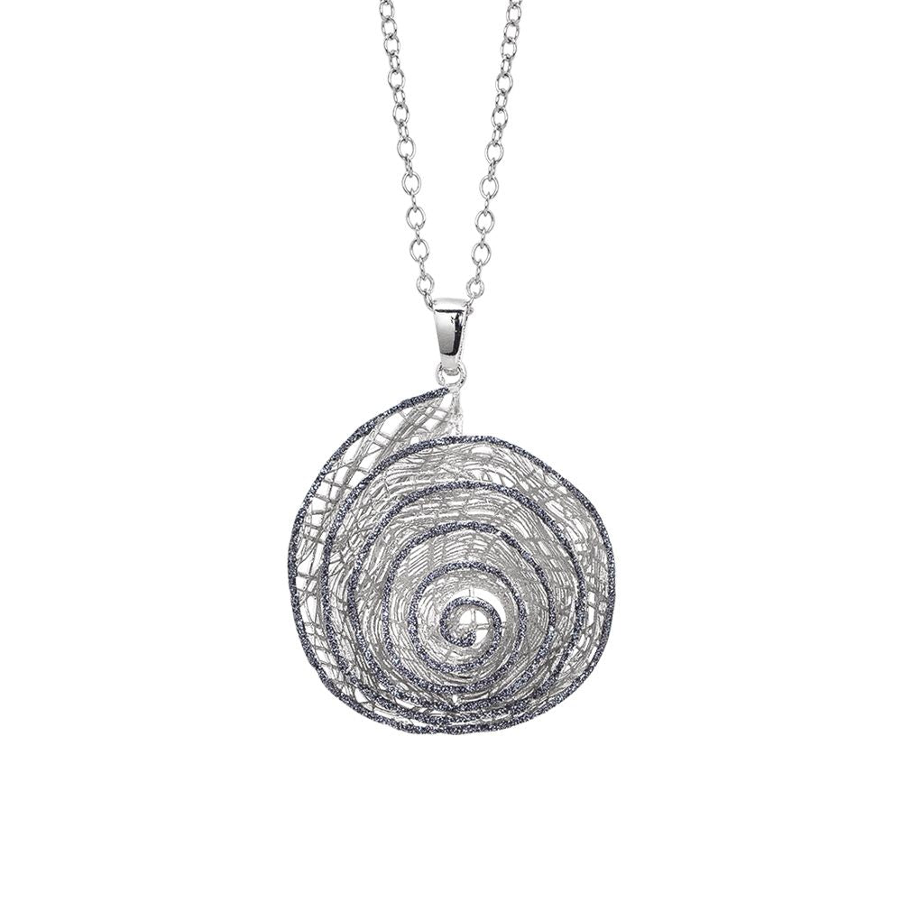 Collana rodiata con pendente a spirale in glitter nero Default Title
