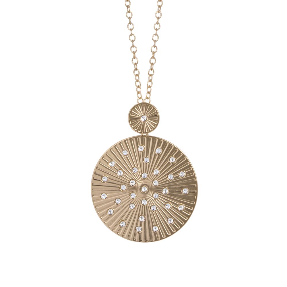 Collana dorata con pendente circolare a raggi e Swarovski Default Title